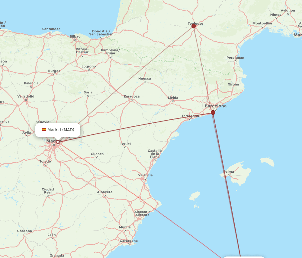 ALG-MAD flight routes