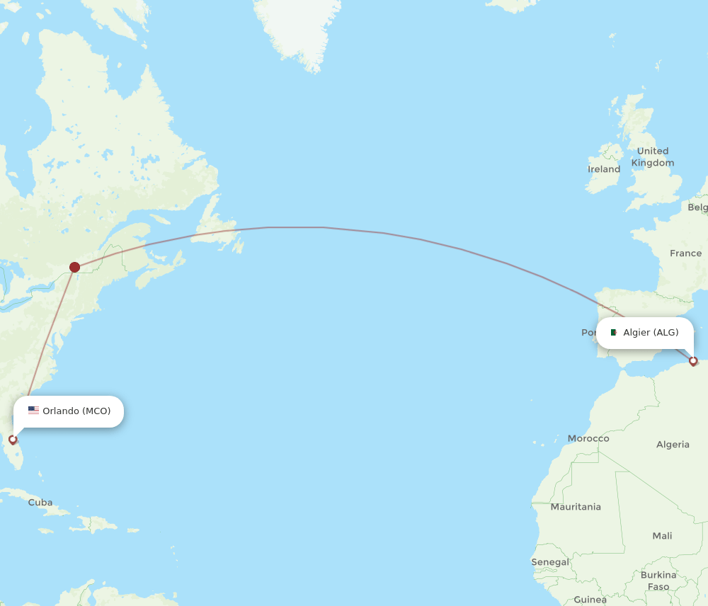 ALG-MCO flight routes