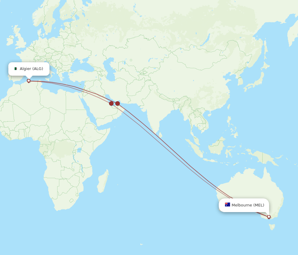 ALG-MEL flight routes