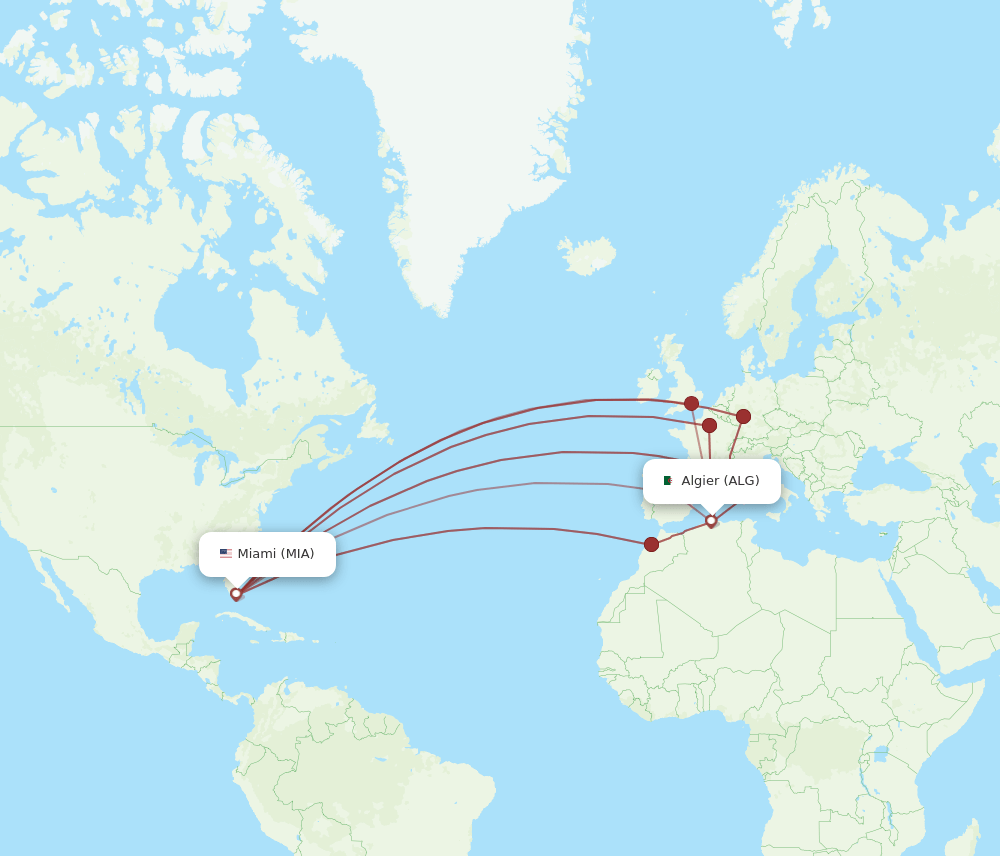 ALG-MIA flight routes