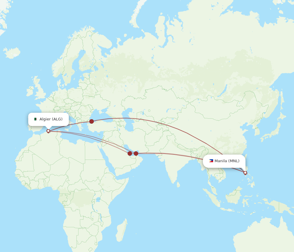 ALG-MNL flight routes