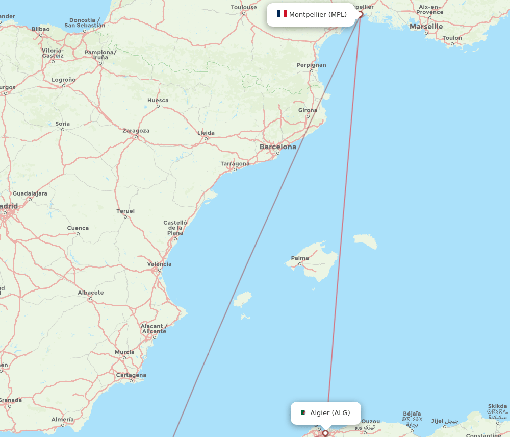 ALG-MPL flight routes