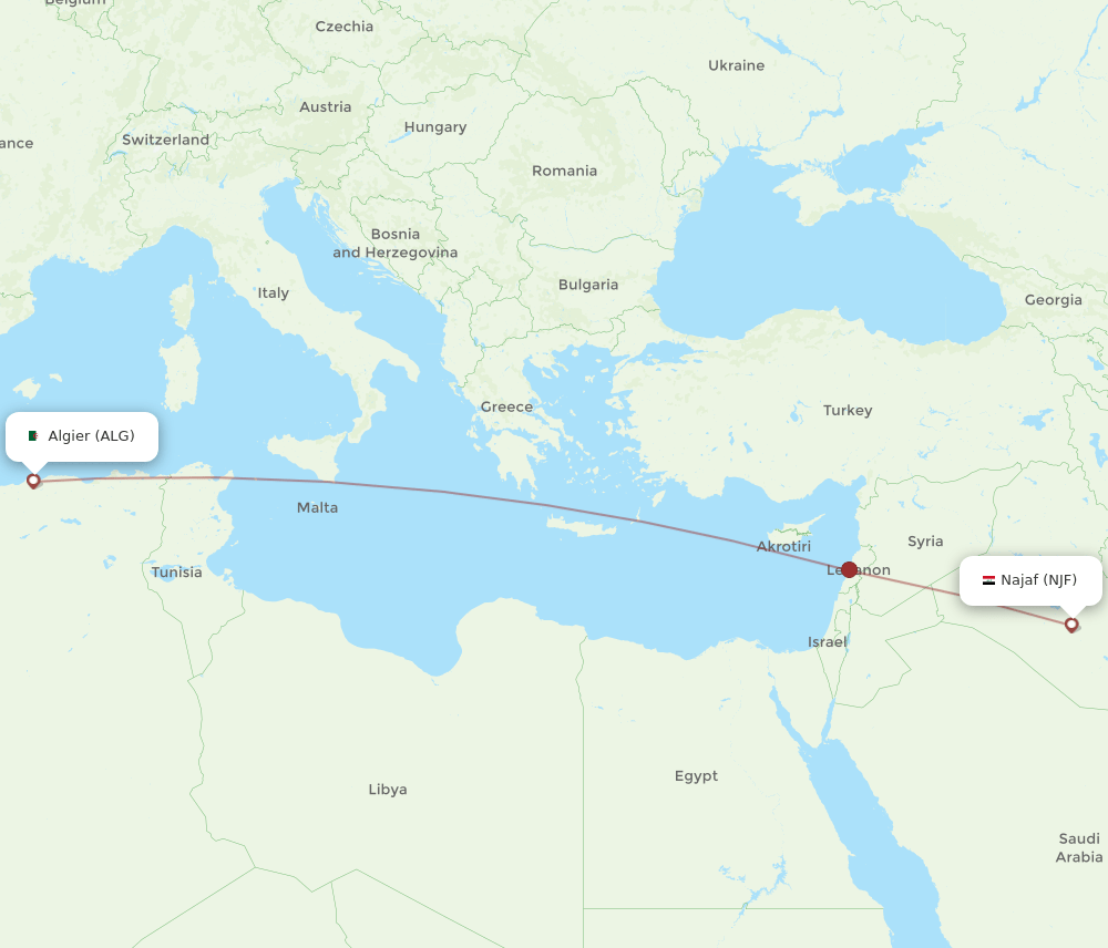 ALG-NJF flight routes