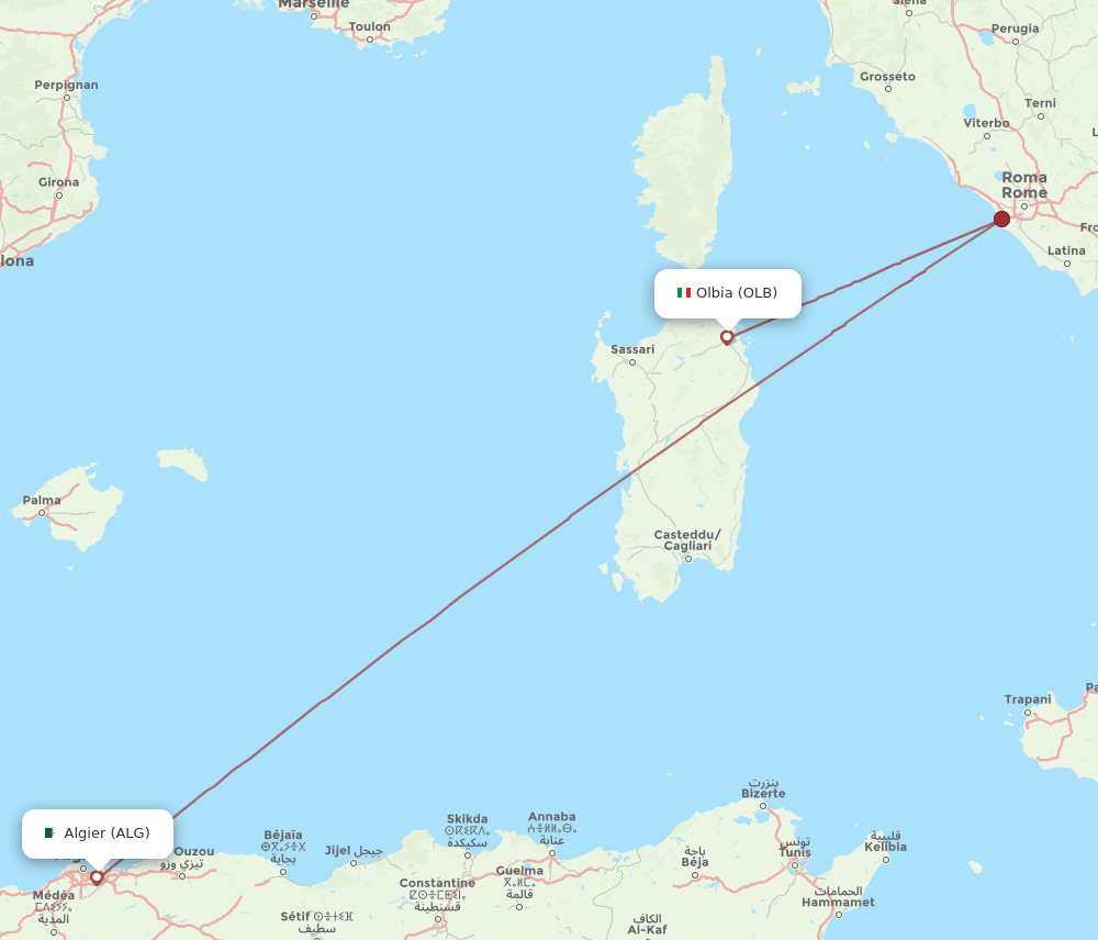 ALG-OLB flight routes