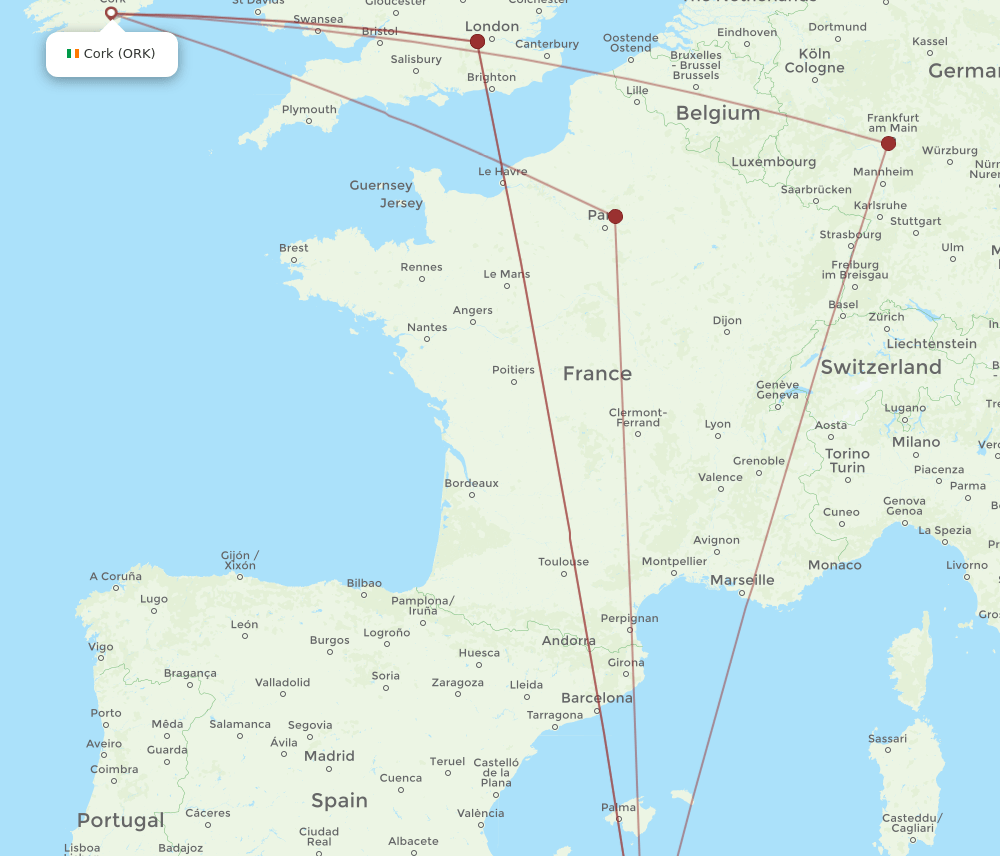 ALG-ORK flight routes