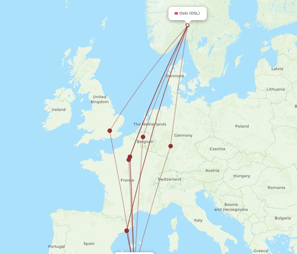 ALG-OSL flight routes