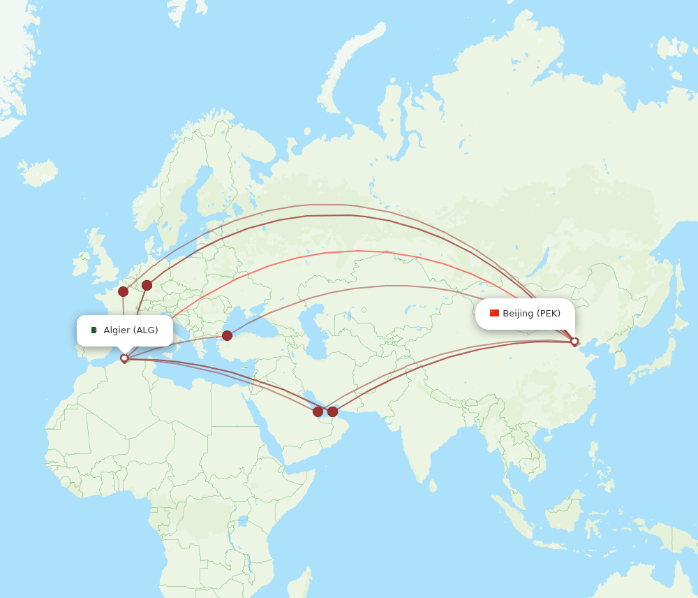ALG-PEK flight routes