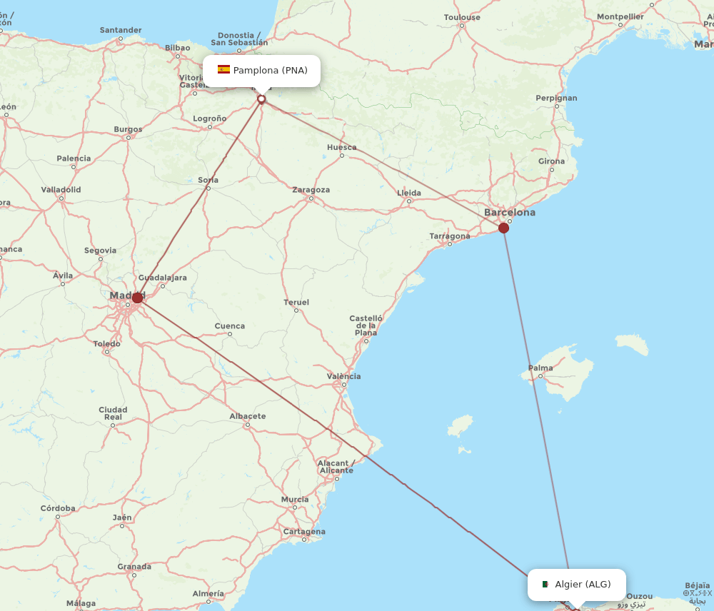 ALG-PNA flight routes