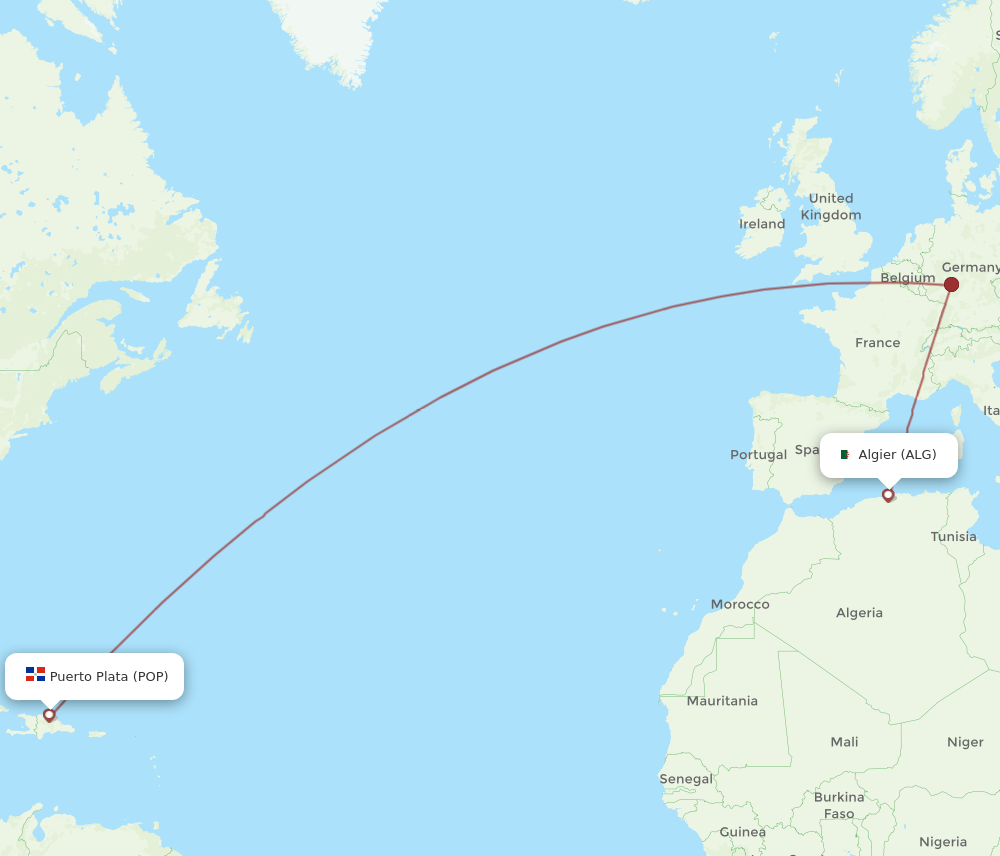 ALG to POP flights and routes map