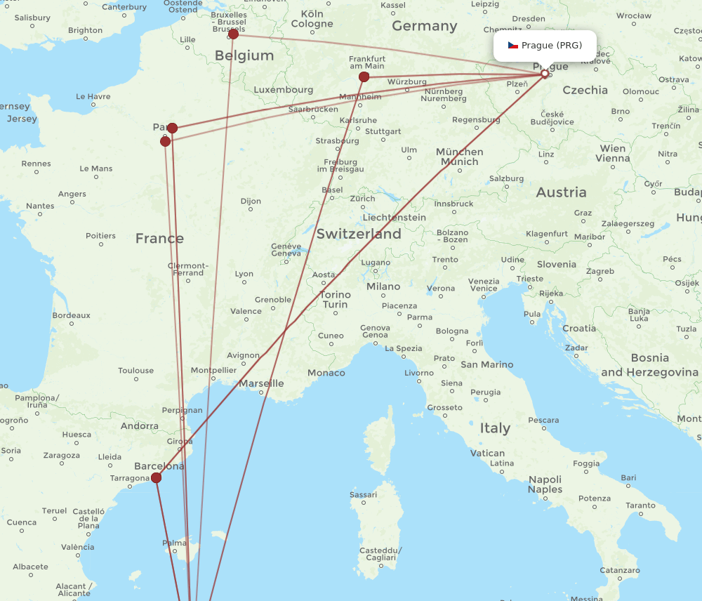 ALG to PRG flights and routes map