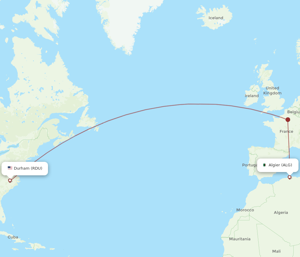ALG-RDU flight routes