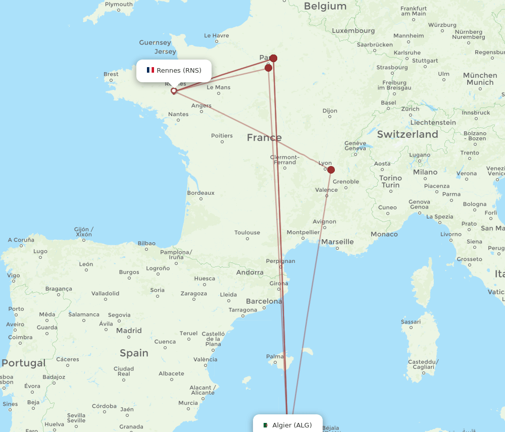 ALG-RNS flight routes