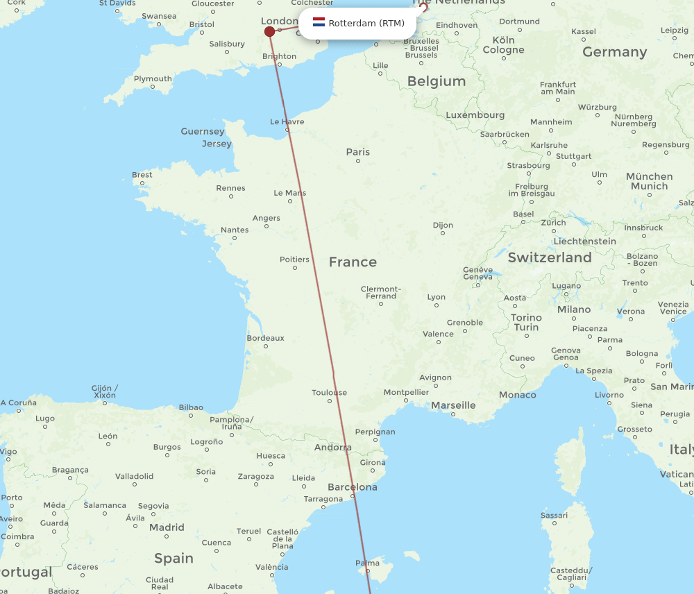 ALG to RTM flights and routes map