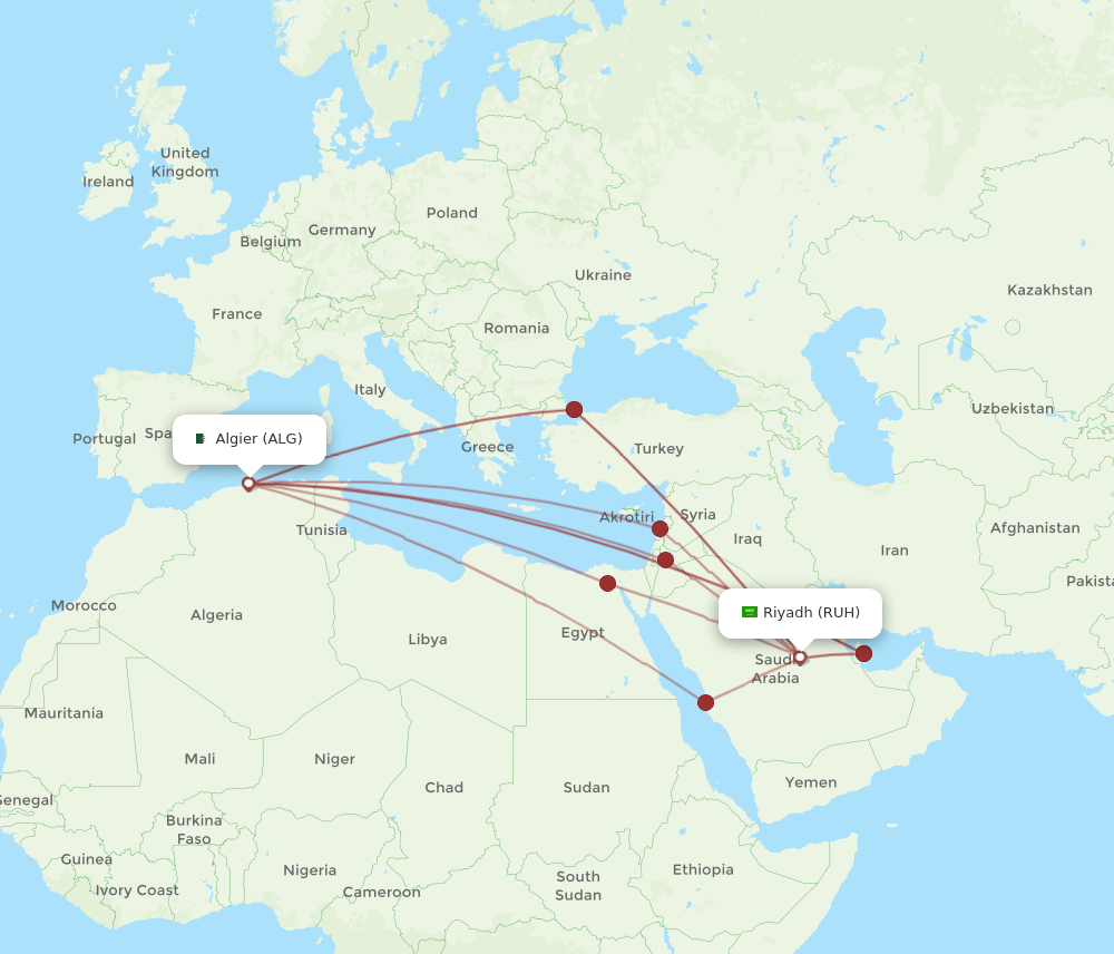 ALG-RUH flight routes