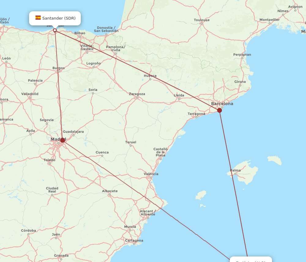 ALG-SDR flight routes