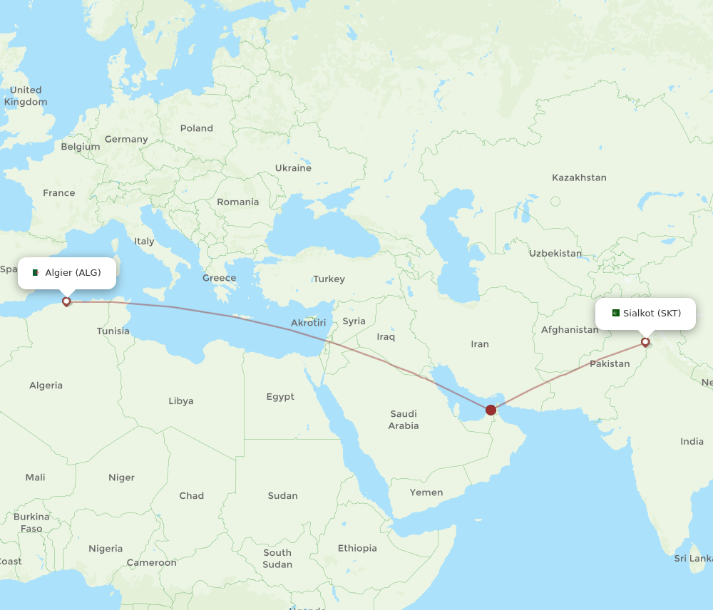 ALG-SKT flight routes