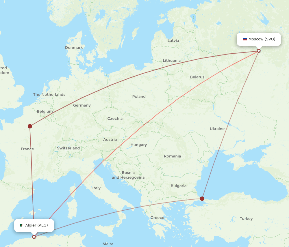 ALG-SVO flight routes