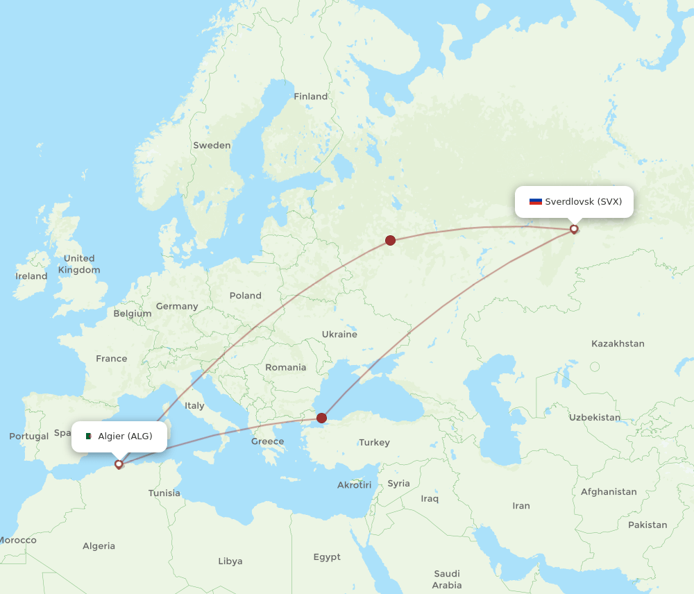ALG-SVX flight routes