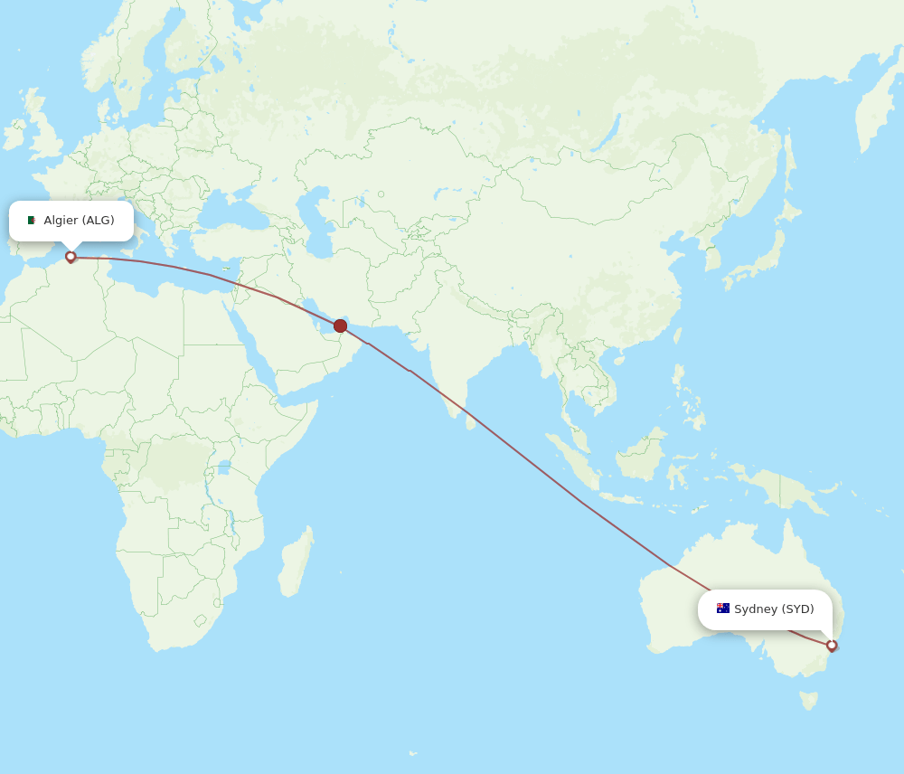 ALG-SYD flight routes