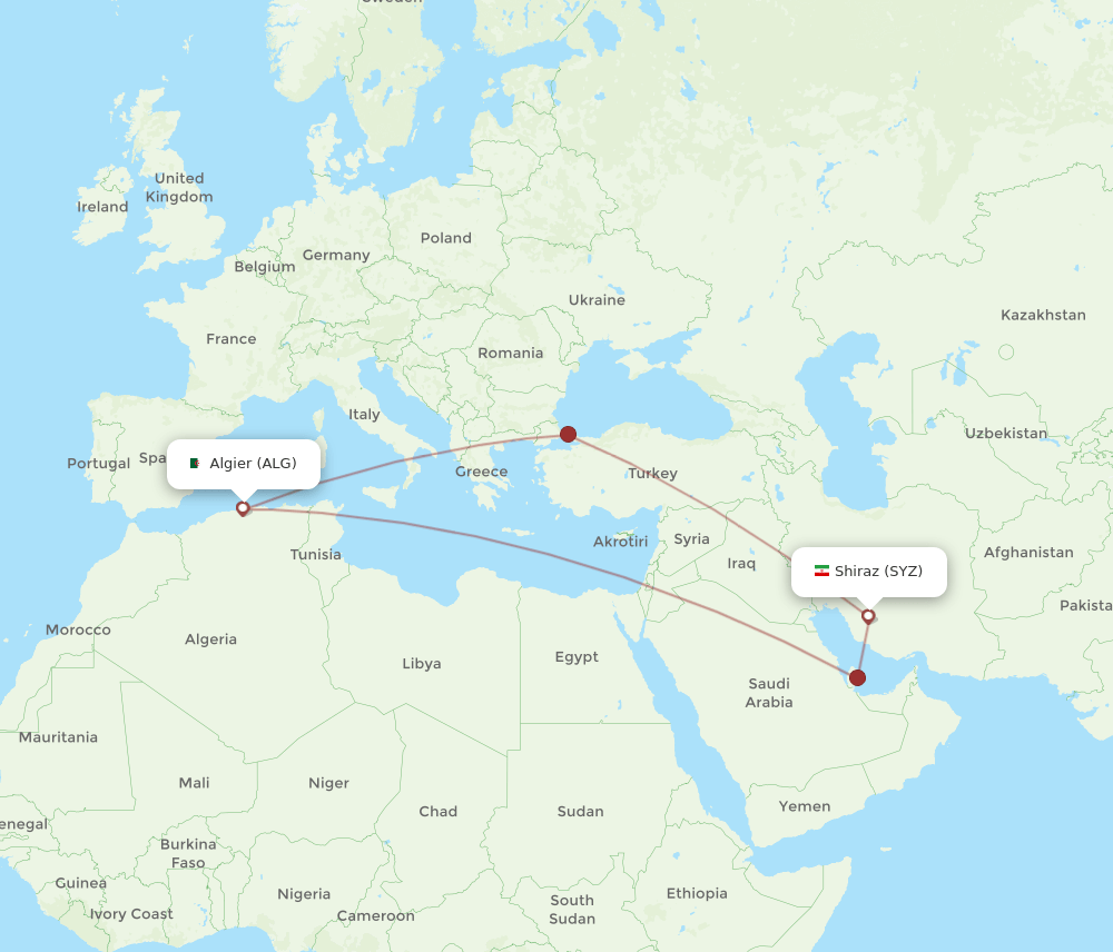 ALG-SYZ flight routes