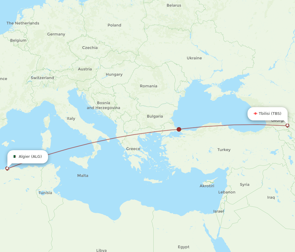 ALG to TBS flights and routes map