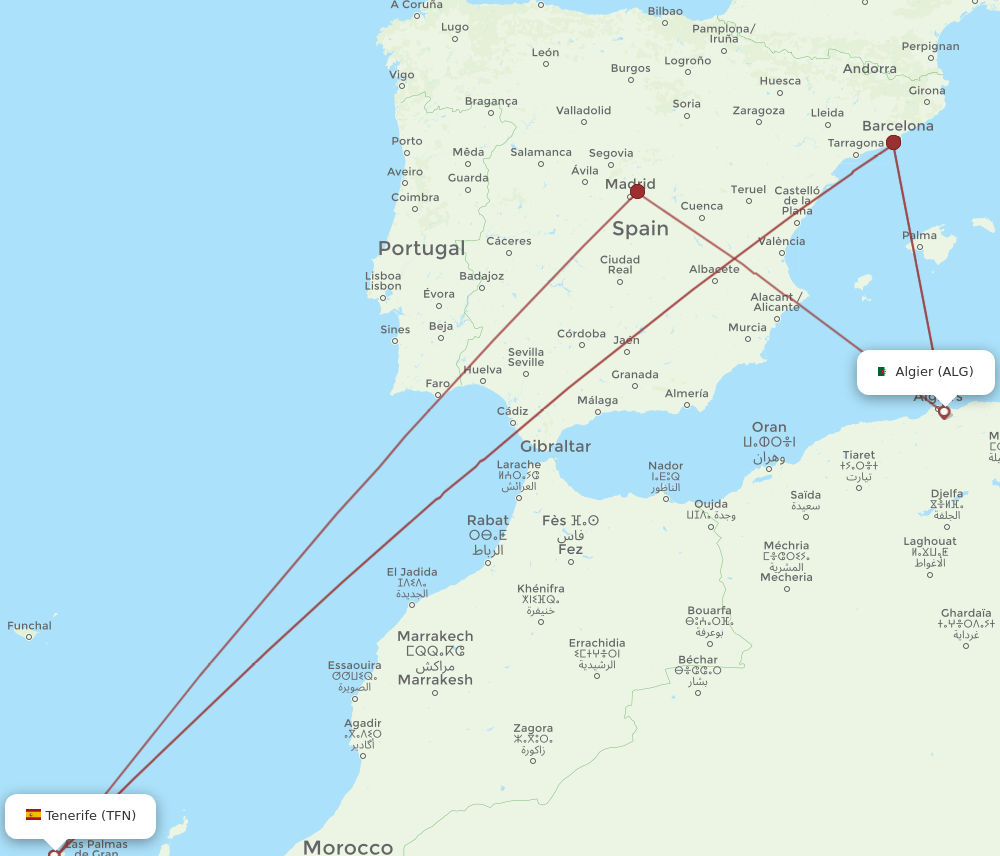 ALG-TFN flight routes