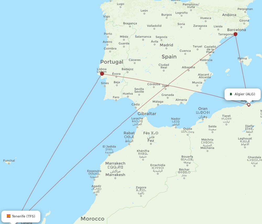ALG-TFS flight routes