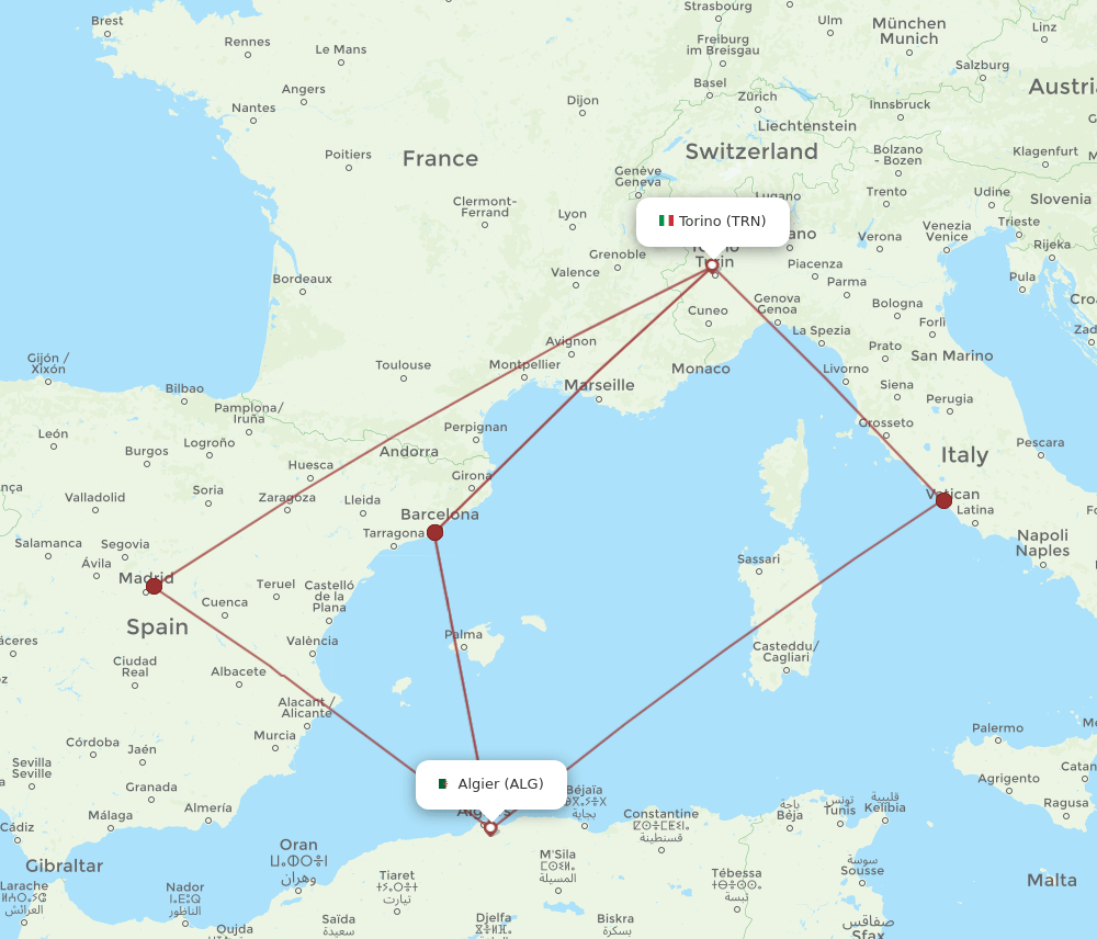ALG-TRN flight routes