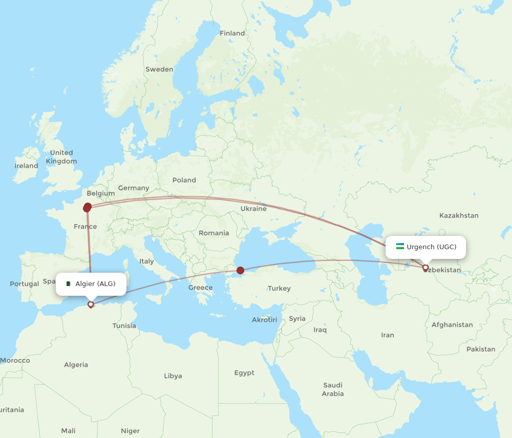 ALG-UGC flight routes