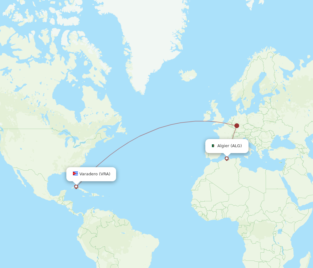ALG to VRA flights and routes map