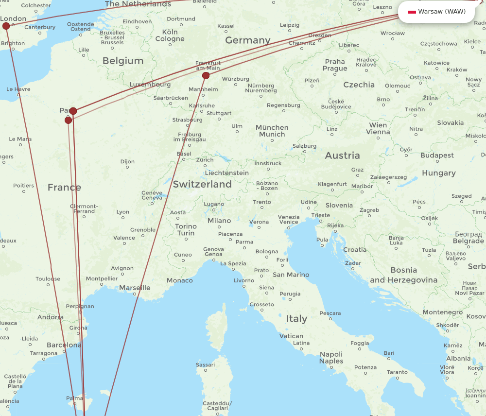 ALG-WAW flight routes