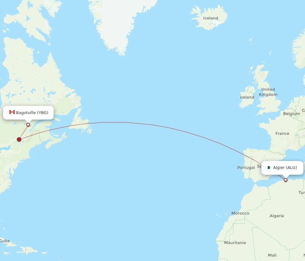 ALG-YBG flight routes