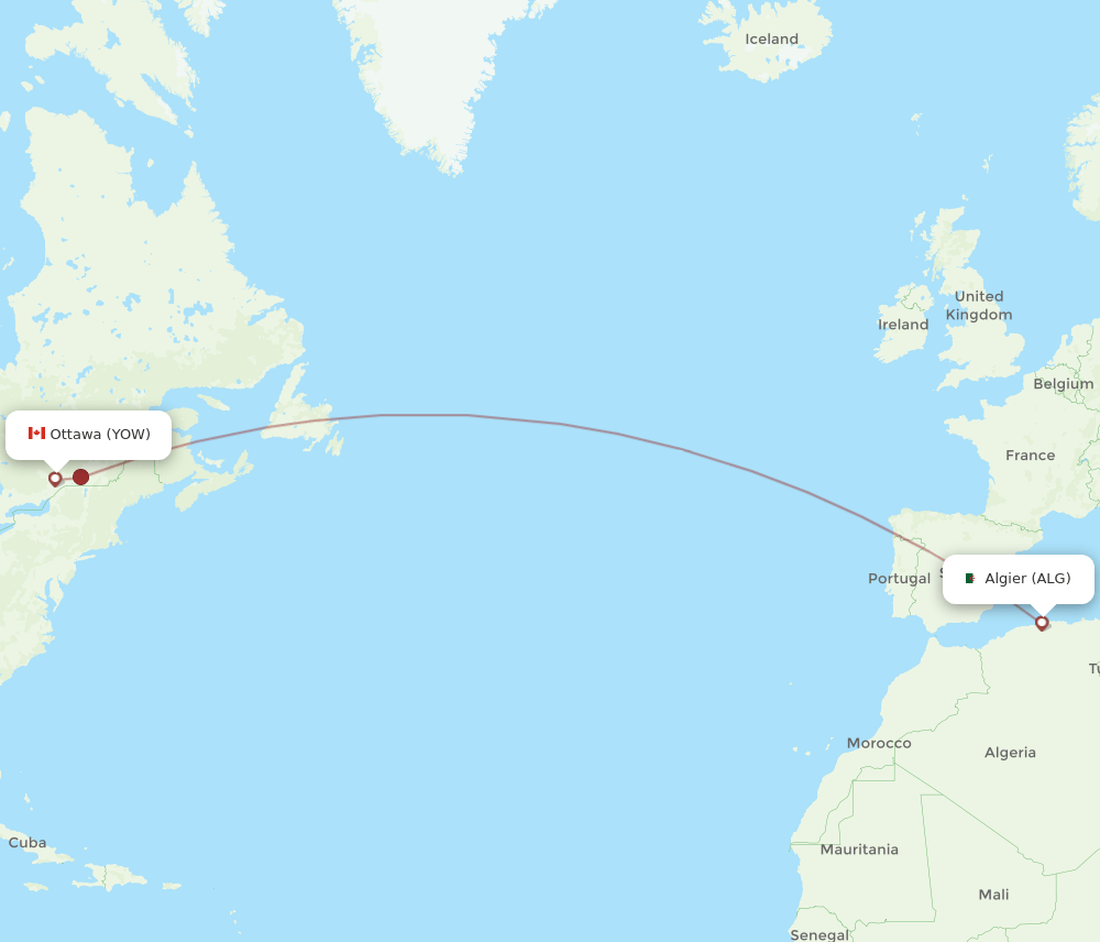 ALG-YOW flight routes