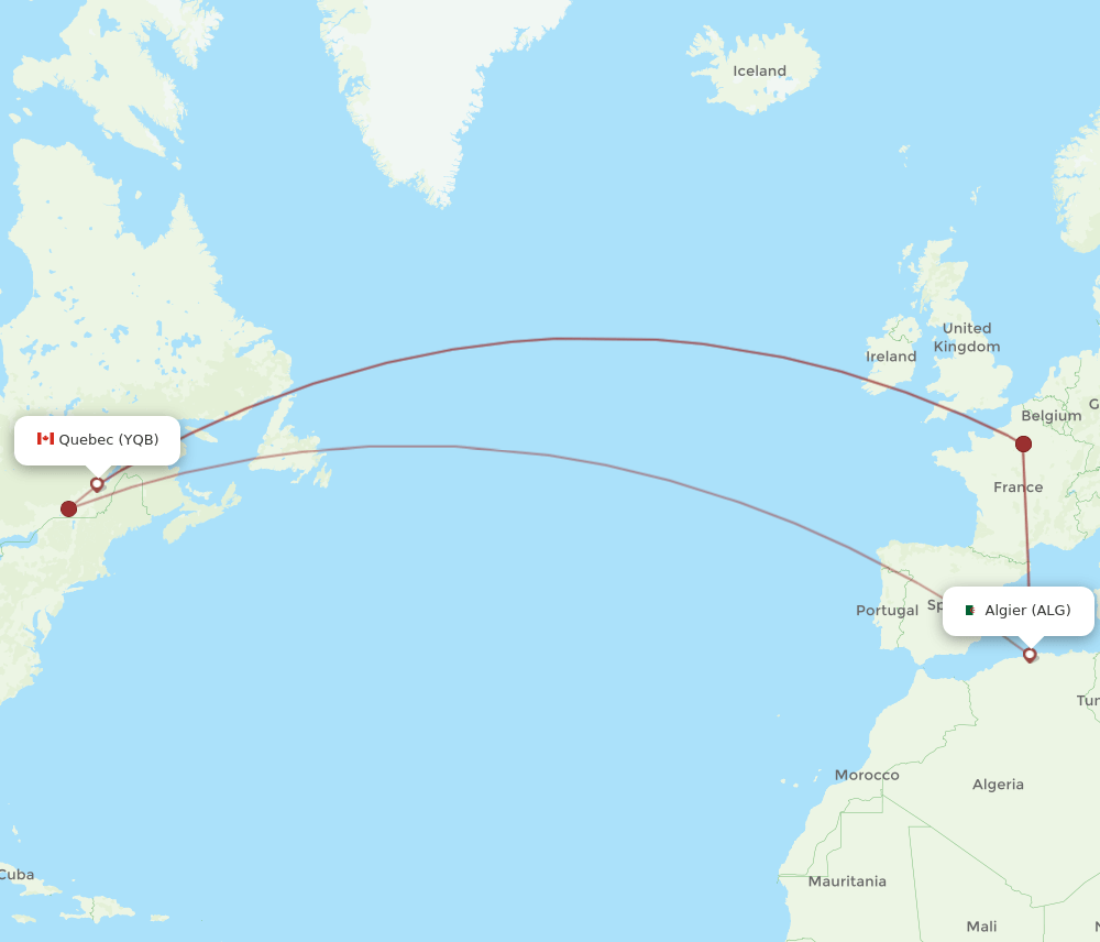 ALG-YQB flight routes