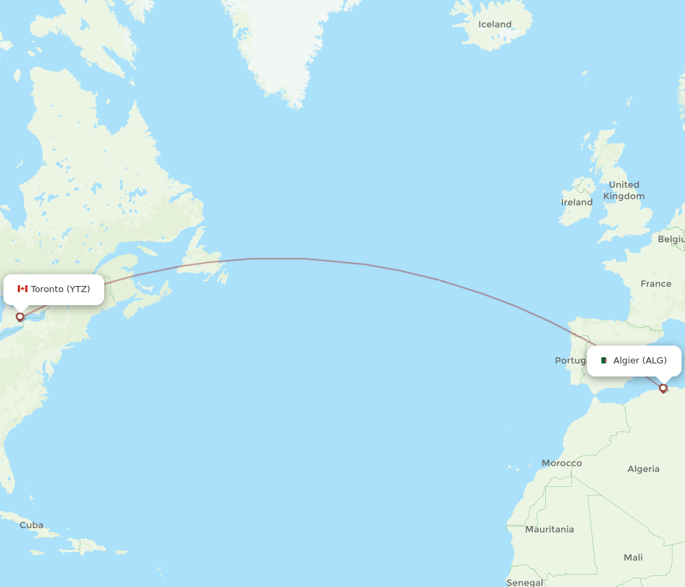 ALG-YTZ flight routes