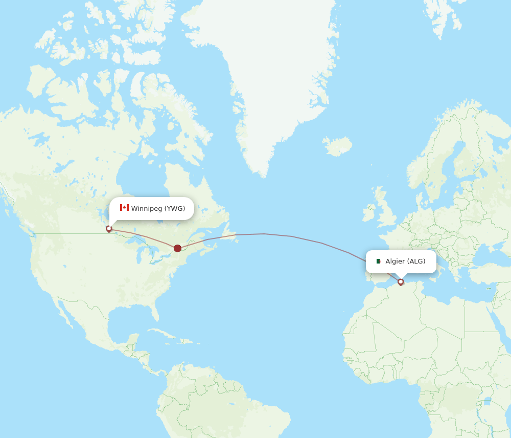 ALG-YWG flight routes