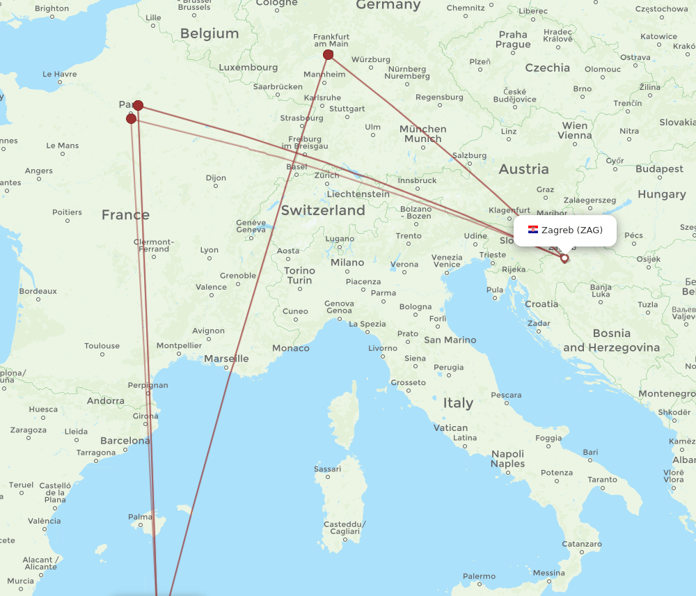 ALG-ZAG flight routes
