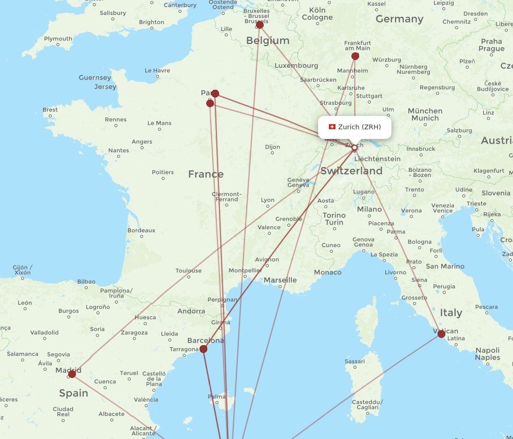 ALG to ZRH flights and routes map