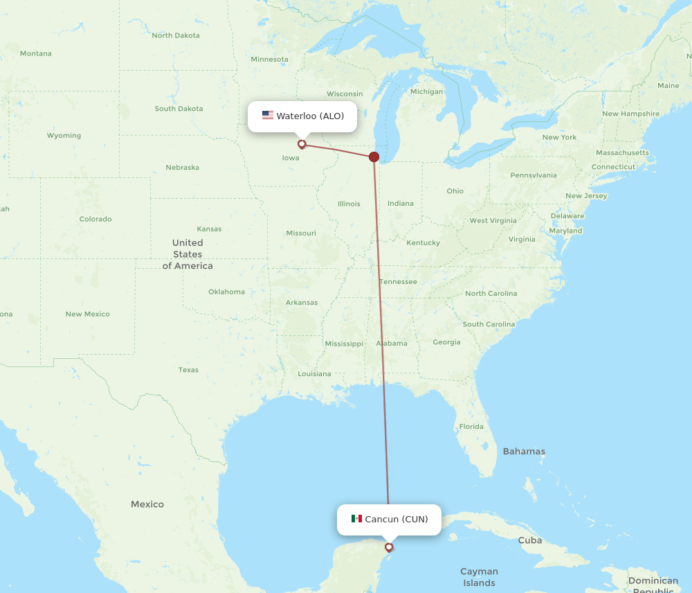 ALO-CUN flight routes
