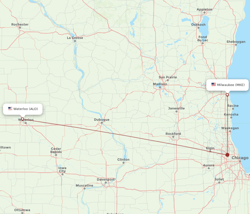 ALO-MKE flight routes