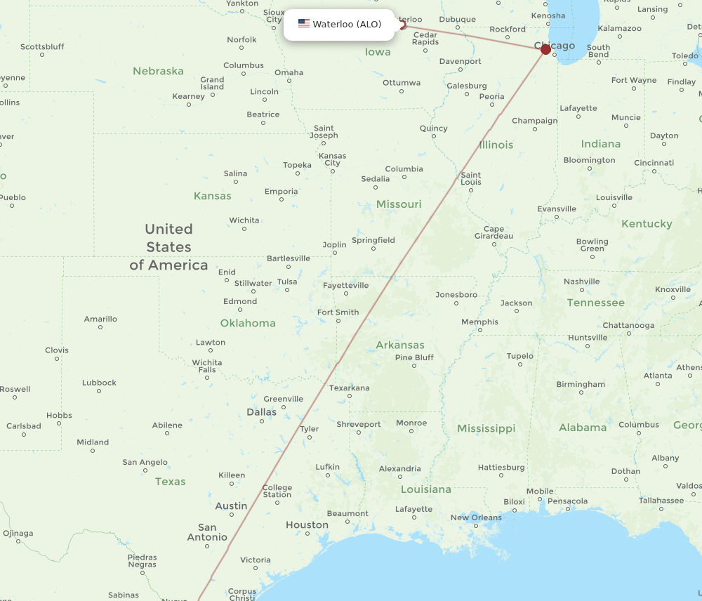 ALO-MTY flight routes