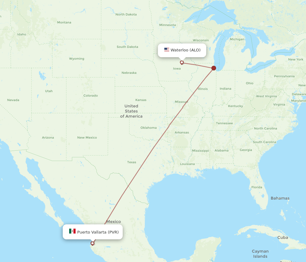 ALO-PVR flight routes