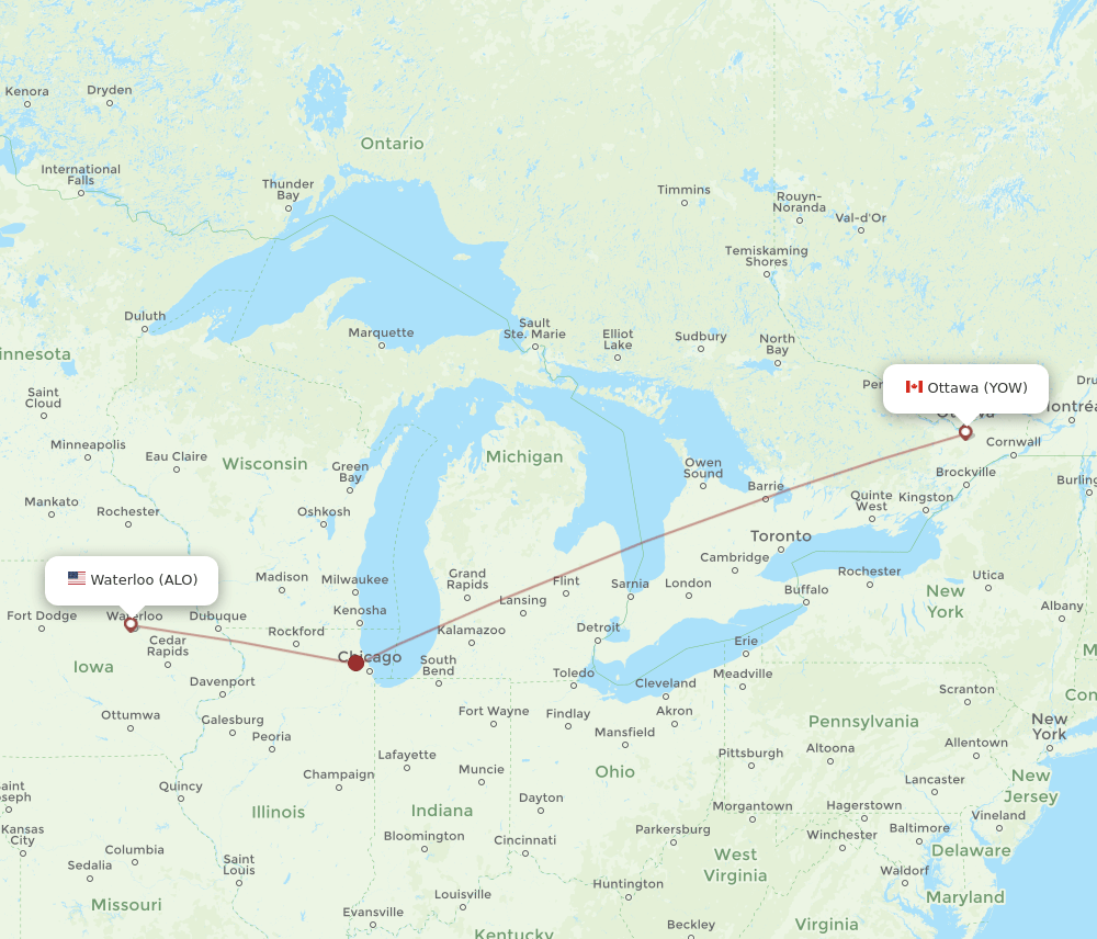 ALO-YOW flight routes