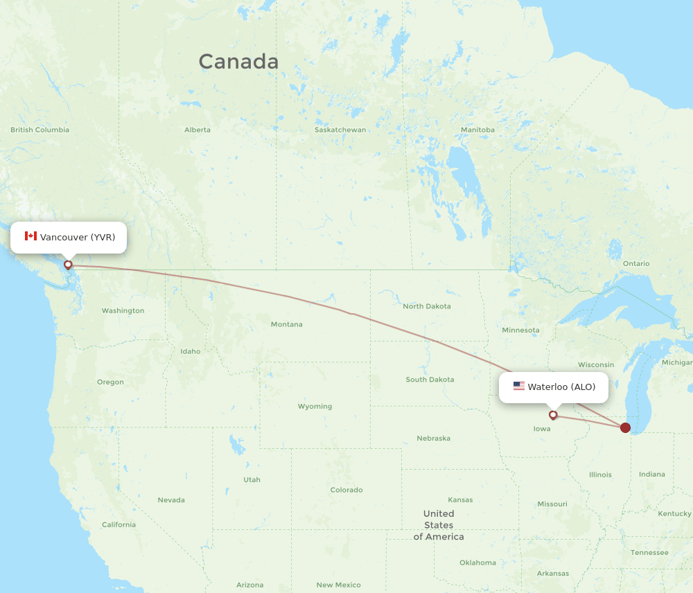 ALO-YVR flight routes