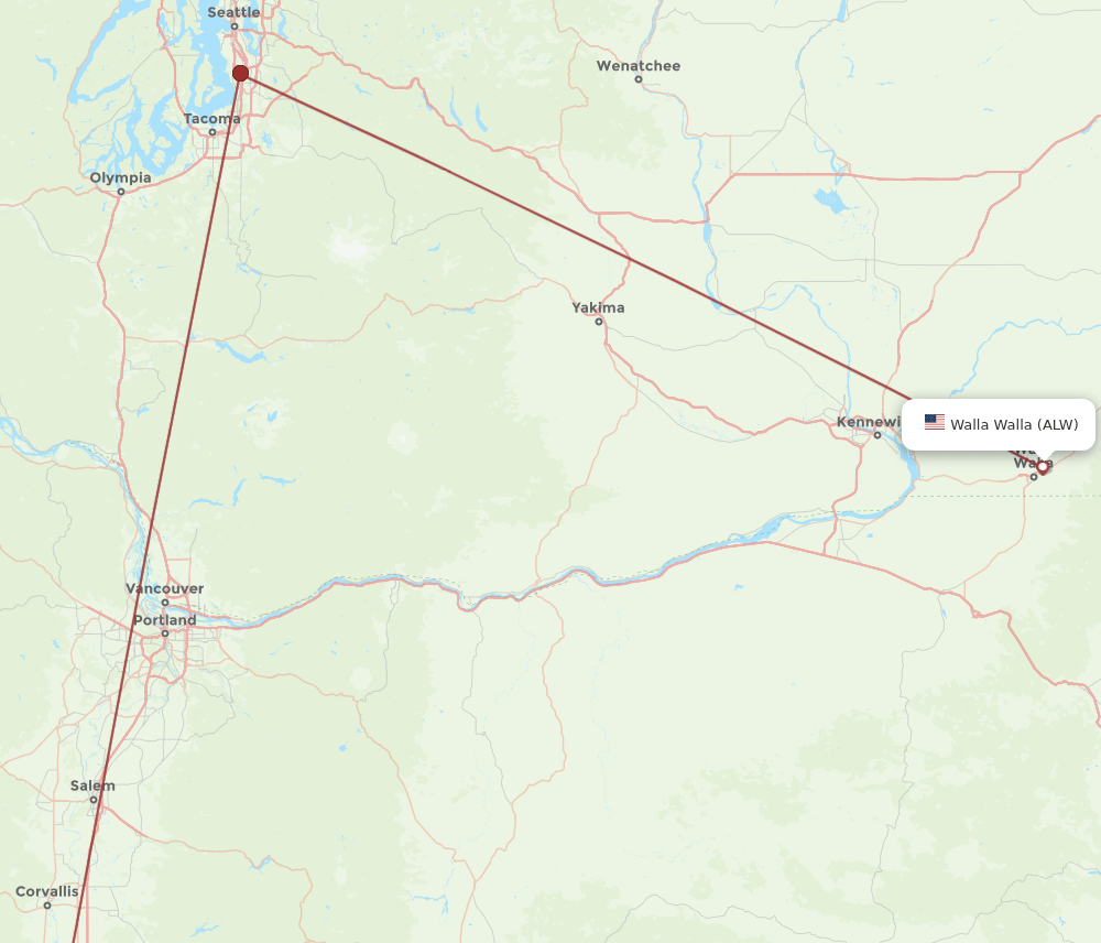 ALW-EUG flight routes