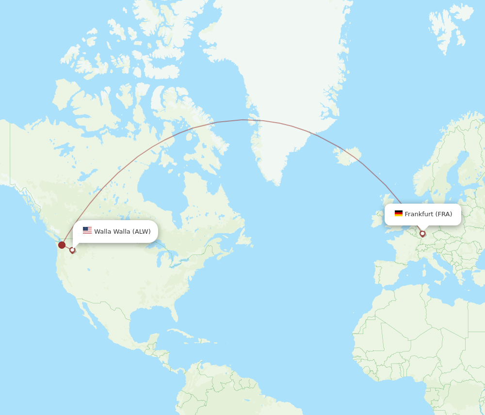 Frankfurt - Walla Walla route map and flight paths