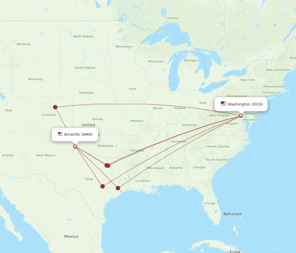 AMA-DCA flight routes