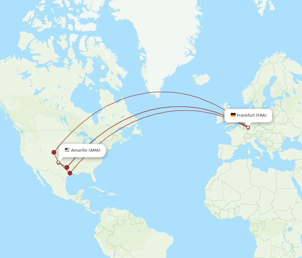 AMA-FRA flight routes