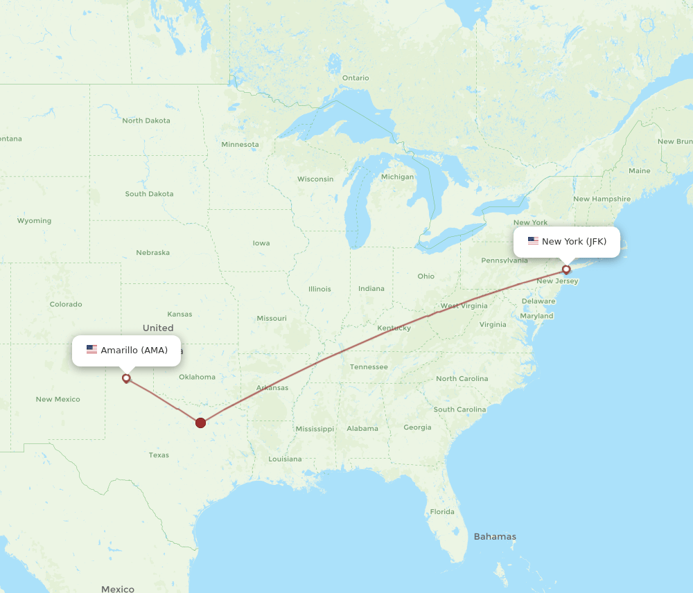 AMA-JFK flight routes