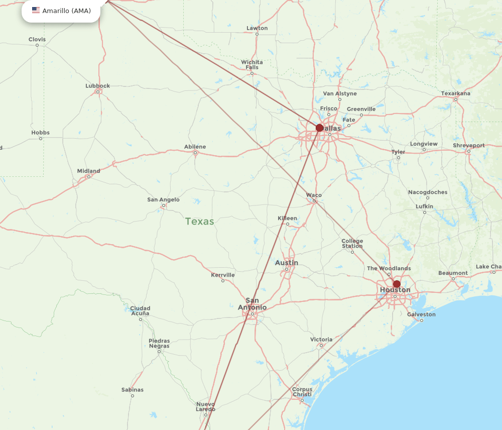 AMA-MTY flight routes